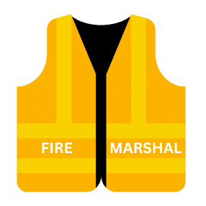 Screenshot of Fire Marshal mock test with multiple-choice health and safety questions