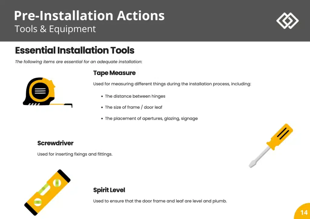 Sample Fire Door Insallation Course Pages
