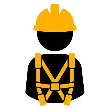 Safety harness mock test icon showing a hand grinder