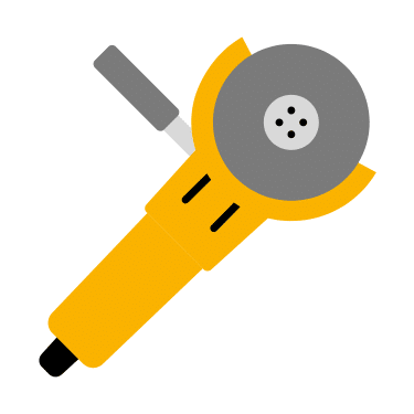 Abrasive wheels mock test icon showing a hand grinder